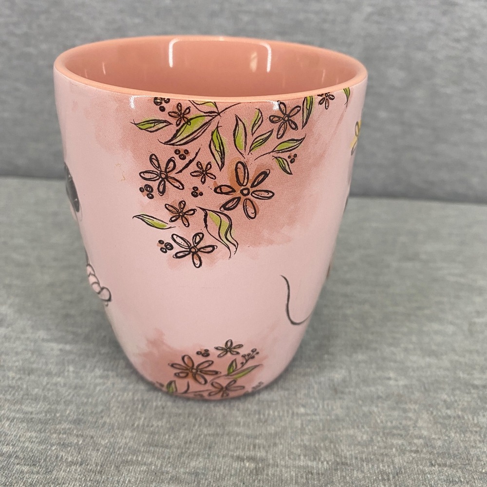 Disney Store Minnie Mouse Mug Cup Pink Floral Sketch 3D Flower - Picture 3 of 8